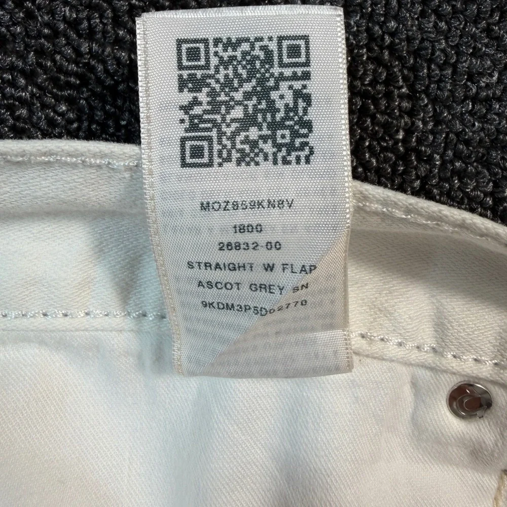 True Religion Straight Leg White Jeans Mens 42x34 Grey Stitch Baggy Wide Leg Y2K